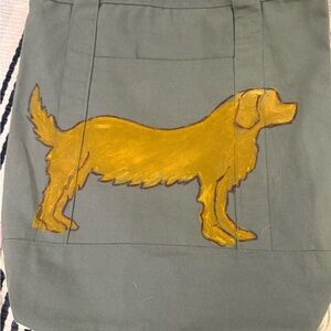 Light Khaki Tote Bag with hand painted Golden Retriever